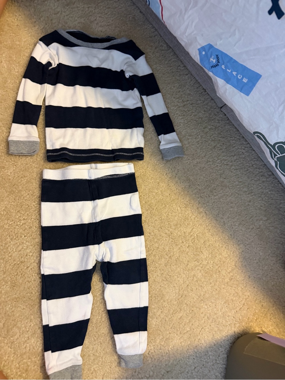 Burt's Bees Baby Navy & White Striped Pajama Set